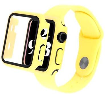 Apple Watch Series SE (2022)/SE/6/5/4 Plastic Hoesje met Glazen Screenprotector - 44mm - Geel