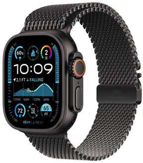 Apple Watch Ultra 2 GPS + Cellular 49mm Titanium Case met Titanium Milanese Loop - L Smartwatch Zwart