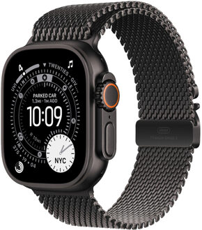 Apple Watch Ultra 3 GPS + Cellular 49mm met Milanese Loop - Small Smartwatch Zwart