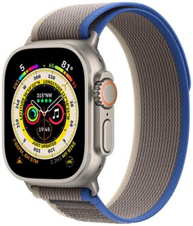 Apple Watch Ultra/8/SE (2022)/7/SE/6/5/4 Trail-bandje MQEJ3ZM/A - 49mm, 45mm, 44mm - S/M - Blauw / Grijs