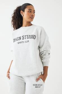 Applique Oversized Sweatshirt, Ash Grey - M