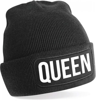 Apres ski muts queen zwart voor dames - Foute wintersport muts