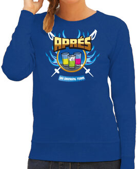 Apres ski sweater dames - apres ski drinking team - blauw - winter XS