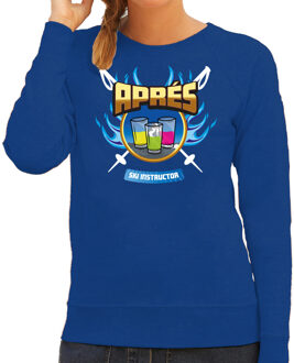 Apres ski sweater dames - apres ski instructor - blauw - winter XL