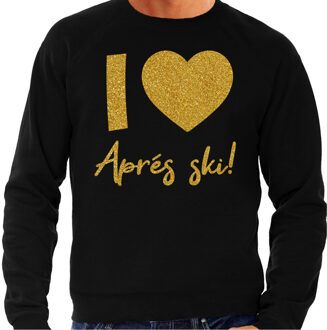 Apres ski sweater heren - I love Apres ski - zwart- glitter goud M