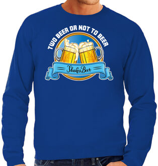 Apres ski sweater heren - two beer or not to beer - blauw - wintersport - bier M