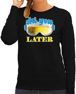 Apres ski sweater voor dames - ski you later - zwart - bier/beer - wintersport M