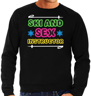 Apres ski sweater voor heren - ski and sex instructor - zwart - wintersport S