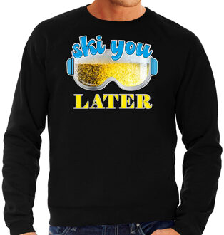 Apres ski sweater voor heren - ski you later - zwart - bier/beer - wintersport M