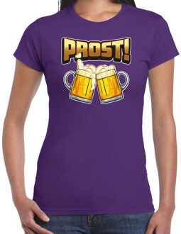 Apres ski t-shirt dames - bier - paars - apres ski/oktoberfest L
