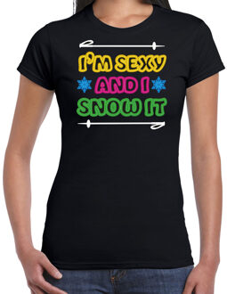 Apres ski t-shirt dames - im sexy and i snow it - zwart - wintersport M