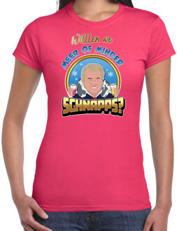 Apres ski t-shirt dames - meer of minder schnaps - roze - wintersport -Wilders M