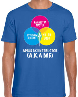 Apres ski t-shirt heren - Apres ski instructor - blauw - wintersport M
