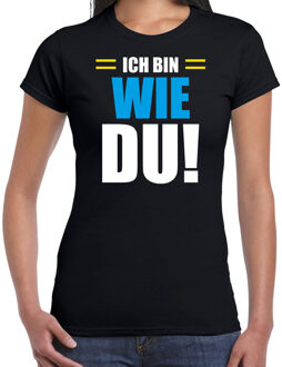 Apres ski t-shirt Ich bin wie du zwart dames - Wintersport shirt - Foute apres ski outfit L