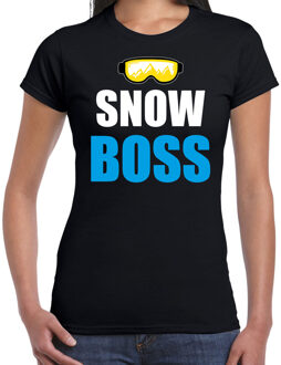 Apres ski t-shirt Snow Boss / sneeuw baas zwart dames - Wintersport shirt - Foute apres ski outfit 2XL