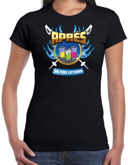 Apres ski t-shirt voor dames - apres ski you later - zwart - wintersport M