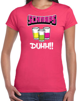 apres ski t-shirt voor dames - schnaps - roze - apres ski/wintersport - skien L