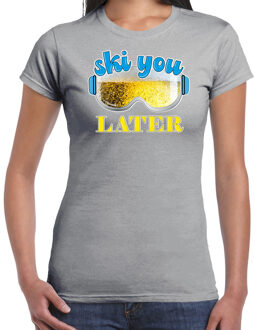 Apres ski t-shirt voor dames - ski you later - grijs - bier/beer - wintersport XL