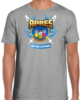 Apres ski t-shirt voor heren - apres ski you later - grijs - wintersport M