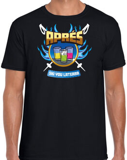Apres ski t-shirt voor heren - apres ski you later - zwart - wintersport S