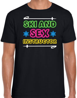 Apres ski t-shirt voor heren - ski and sex instructor - zwart - wintersport 2XL