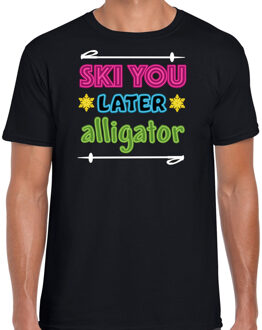 Apres ski t-shirt voor heren - ski you later alligator - zwart - wintersport XL
