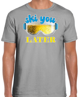 Apres ski t-shirt voor heren - ski you later - grijs - bier/beer - wintersport M