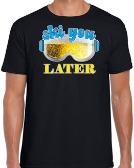 Apres ski t-shirt voor heren - ski you later - zwart - bier/beer - wintersport XL