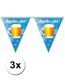 Apres ski vlaggenlijn - 3x - 5 meter - Wintersport thema feestartikelen/versiering