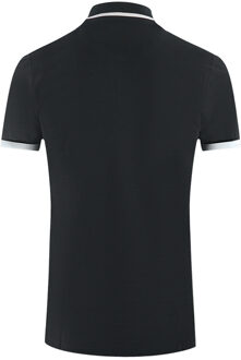 AQ 1851 Embroidered Tipped Black Polo Shirt Zwart