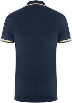 AQ 1851 Embroidered Tipped Navy Blue Polo Shirt Blauw