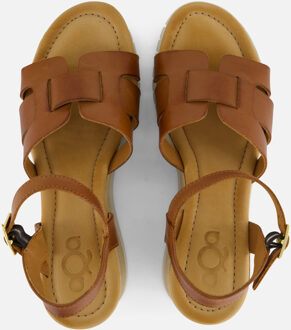 Aqa Sandalen met sleehak cognac Leer - 41