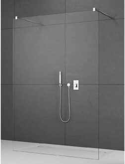 AQS Vrijstaande Inloopdouche Pro Line Helder Glas met Twee Stabilisatiestangen RVS Geborsteld - Aqs Inloopdouche Pro Line 50x200 cm RVS