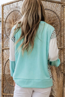 Aqua Kleurblok Langemouwen Top Turquoise