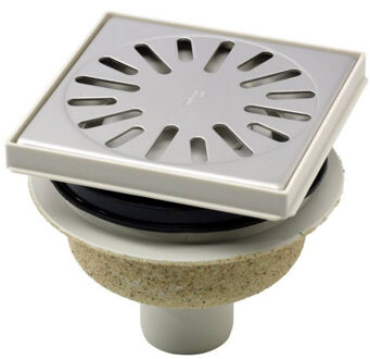 Aquaberg ABS kunststof put bezand met RVS rooster onderuitloop 50mm 146x146mm met reukslot 50mm