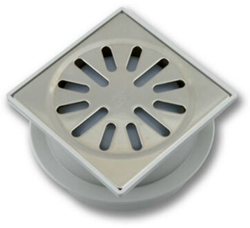 Aquaberg ABS vloerput met RVS rooster met onderuitloop Ø50mm niet verstelbaar 100x100mm met PPC reukafsluiter reukslot 37mm