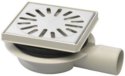 Aquaberg Algemene Serie ABS vloerput met ABS opzetstuk met RVS rooster met zijuitlaat ø50mm verstelbaar