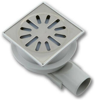 Aquaberg Doucheput Aquaberg 10x10cm Kunststof Onderaansluiting en Zijaansluiting met RVS Rooster en Reukslot