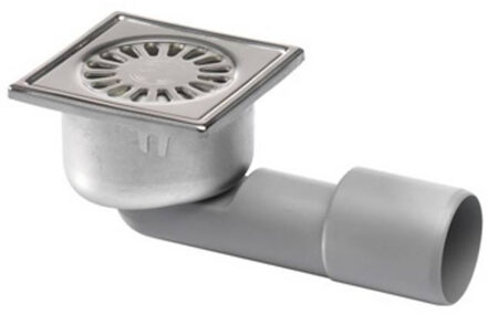 Aquaberg Doucheput Aquaberg Blücher Compact RVS Vloerput ABS Zij en Onderuitlaat 40mm 97x97mm met Waterslot 25mm