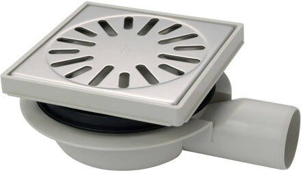 Aquaberg kunststof put /opzetstuk met zijaansluiting 50mm 15x15cm met PPC reukslot 32mm RVS rooster vert./hor zonder verst