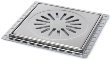 Aquaberg Renovatievloerput Rooster Aquaberg RP20 Met 1 Aansluiting 20x20x0.9 cm RVS