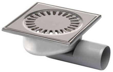 Aquaberg RVS vloerput zij en onderuitlaat 50mm 15x15cm