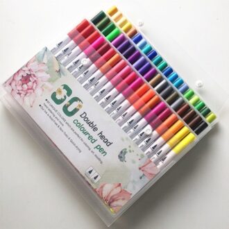 Aquarel Gekleurde Pennen Fine Borstel Tip Colouring Markers Fineliner Pen Voor Belettering Vilt Art Supplies Tekening Writeing Manga 60 stk