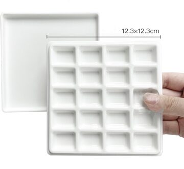 Aquarel Palet 12/20 Grid Keramische Palet Met Deksel Multifunctionele Art Verf Doos Makkelijk Schoon Schilderen Kunst Levert 20 grids met lid