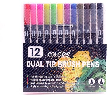 Aquarel Pennen Fineliners Art Markers Borstel Pennen Voor Tekening Schilderen Kalligrafie Art Supplies 12 kleuren