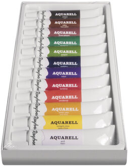 Aquarelverf/waterverf schilder set tubes 12 kleuren 12 ml - Hobbyverf Multikleur