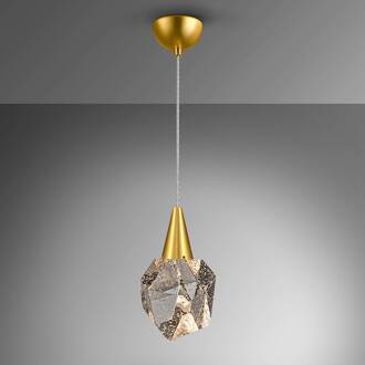 Aquaria hanglamp, helder glas, goud, polyhedral goud, helder