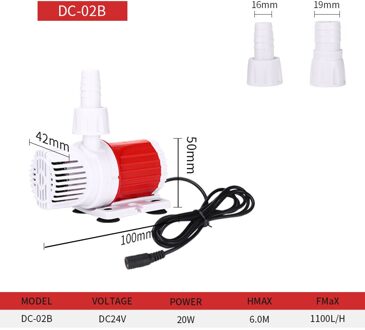 Aquarium Aquarium Dc Dompelpomp DC12V/24V Aquarium Filter Circulatiepomp High-Lift Ultra-rustige Micro-Pomp DC-02B 20W(24V)