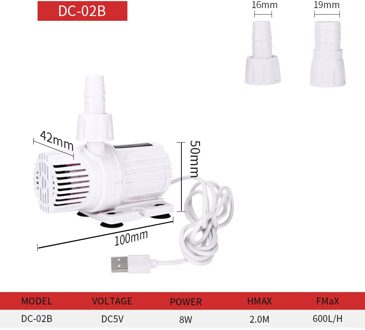 Aquarium Aquarium Dc Dompelpomp DC12V/24V Aquarium Filter Circulatiepomp High-Lift Ultra-rustige Micro-Pomp DC-02B 8W(5V)