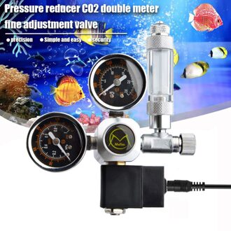 Aquarium CO2 Regulator W21.8 Eu Plug Dual Gauge Met Solenoid Bubble Counter Voor Huishoudelijke Water Deel Accessoires